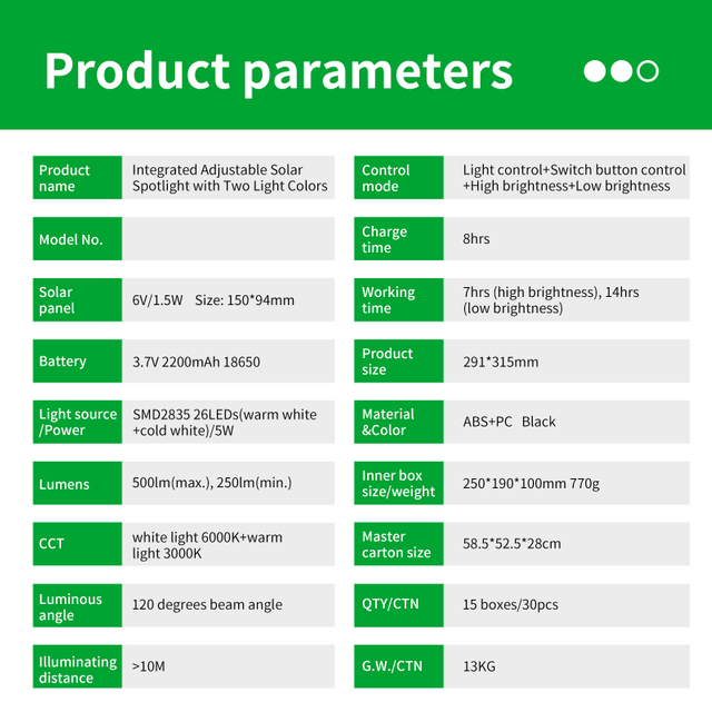 Adjustable Brightness Solar Garden Light